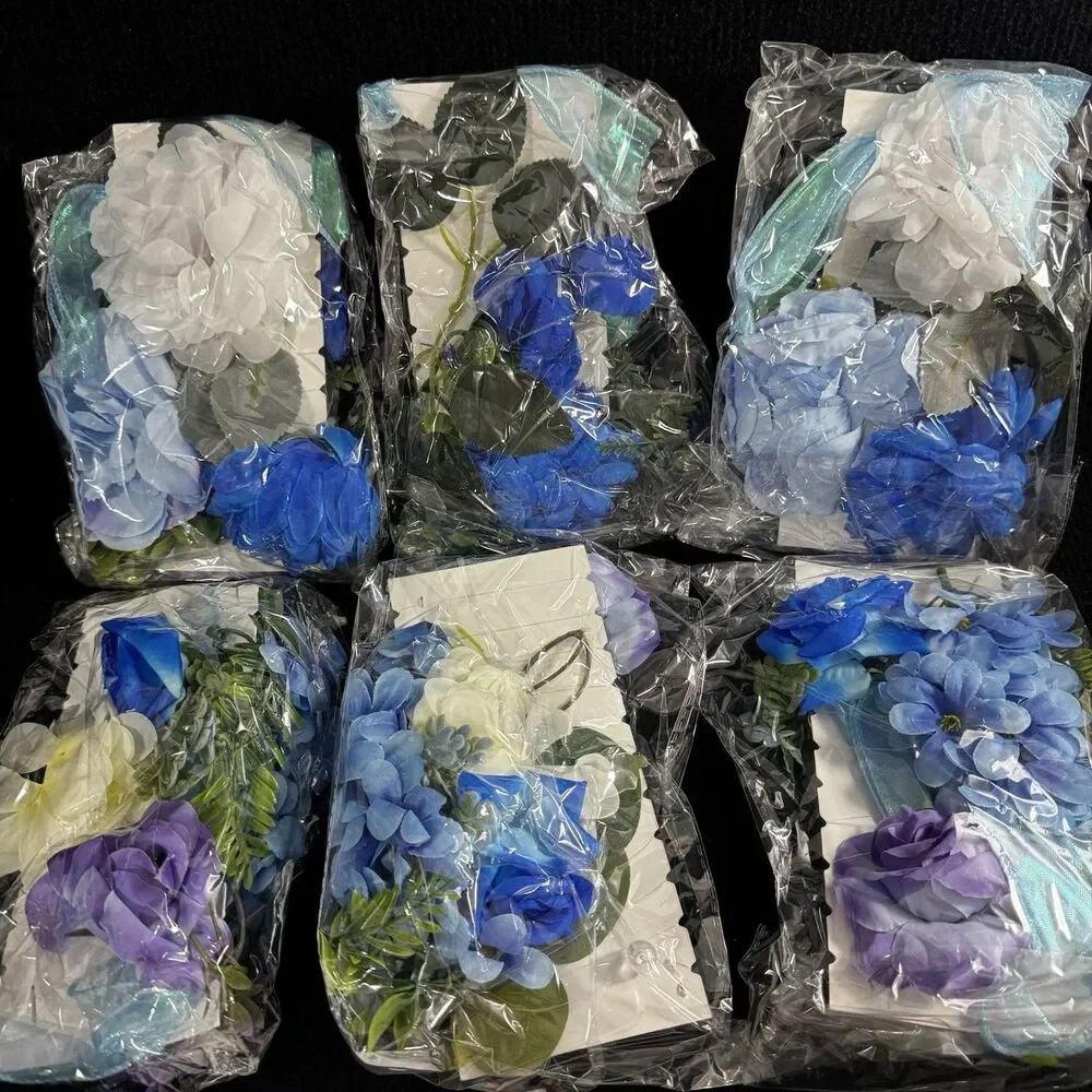 6PCS 36FT Blue Silk Flower Garland Hanging Wildflower Backdrop Wedding Decor